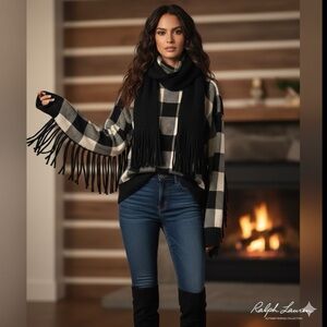 Lauren: Ralph Lauren Checkered sweater with fringe